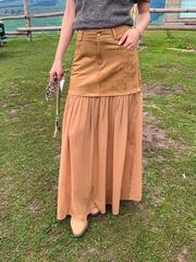 Ladies' retro patchwork mesh skirt