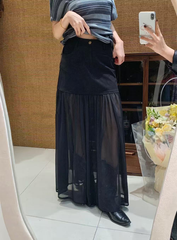 Ladies' retro patchwork mesh skirt