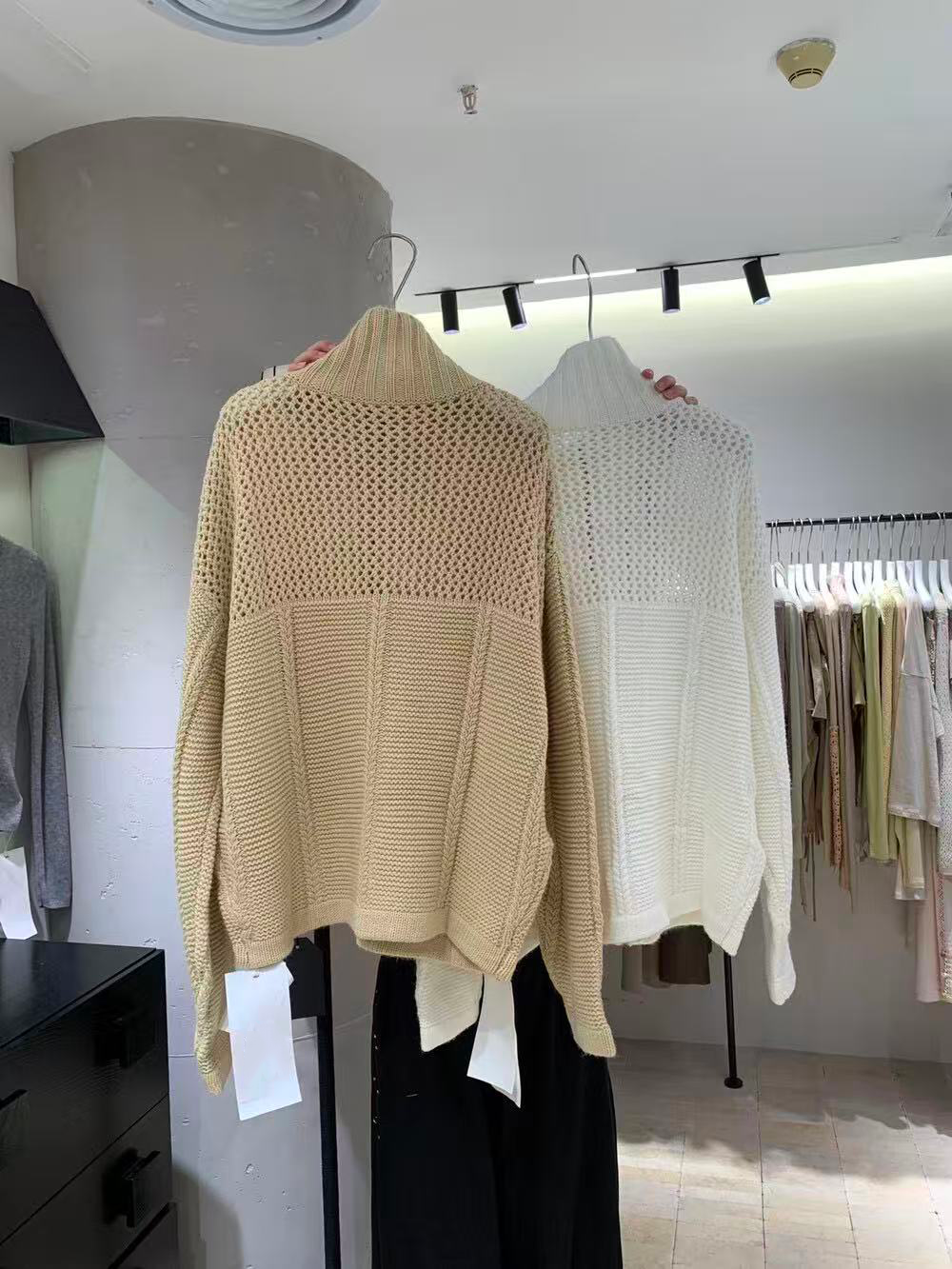 Women's knitted casual stand-up collar coat