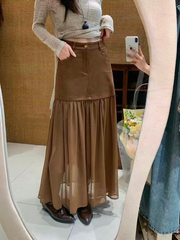 Ladies' retro patchwork mesh skirt