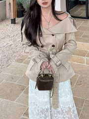 Sexy one-shoulder windproof coat