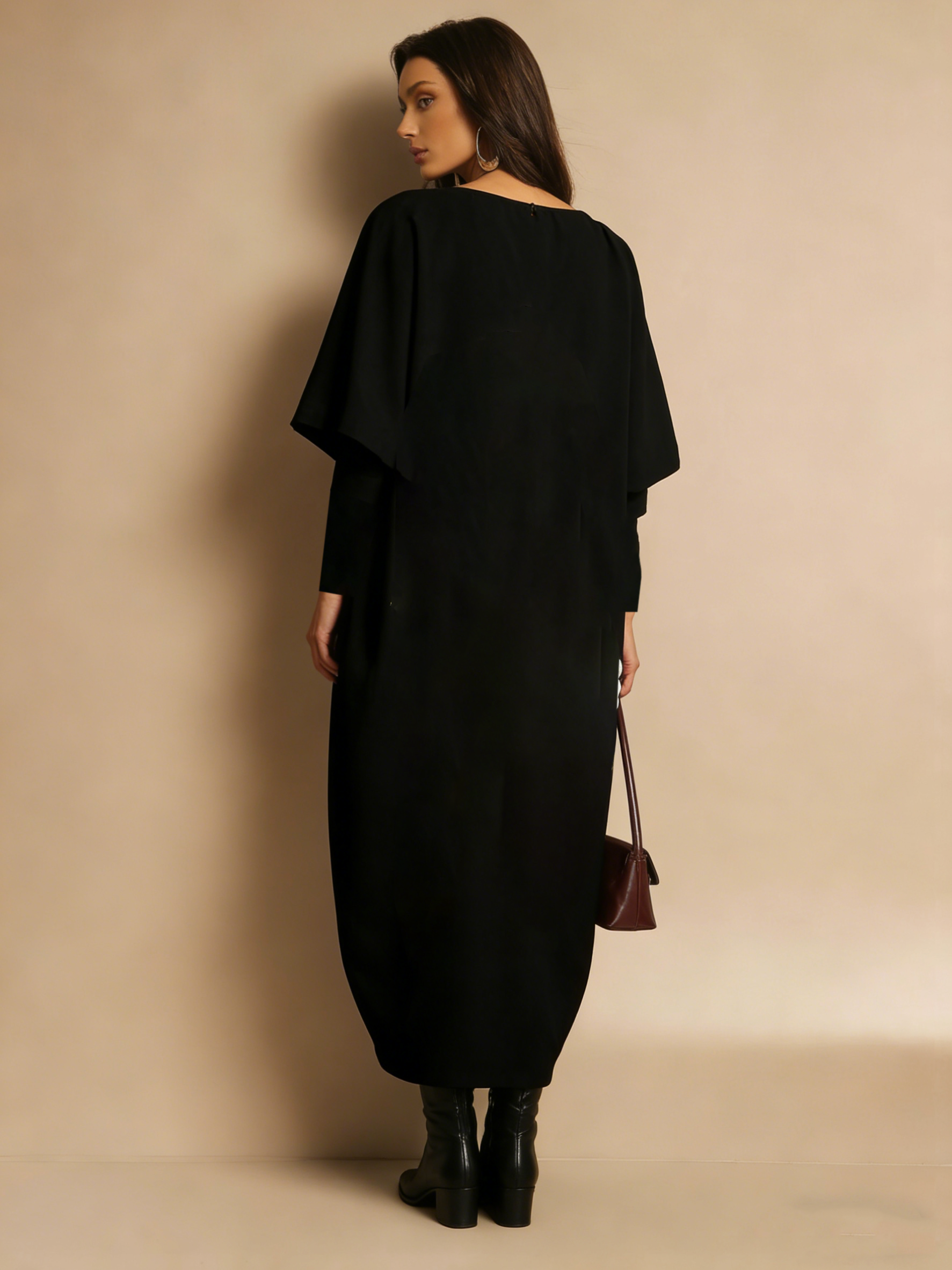 Long dress with cashew nut print for ladies（Half-sleeve）