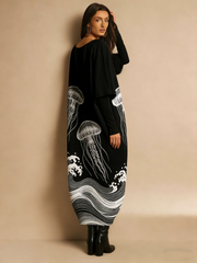 Loose jellyfish print dress (half sleeve)