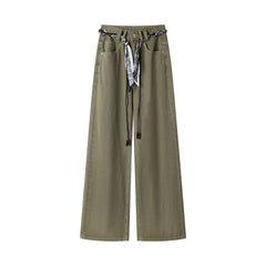 Ladies' silk scarf straight-leg pants