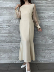 Ladies' lace long-sleeved patchwork dress