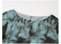 Blue and green abstract printed dress