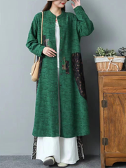 Ladies' long-sleeved retro patchwork dress