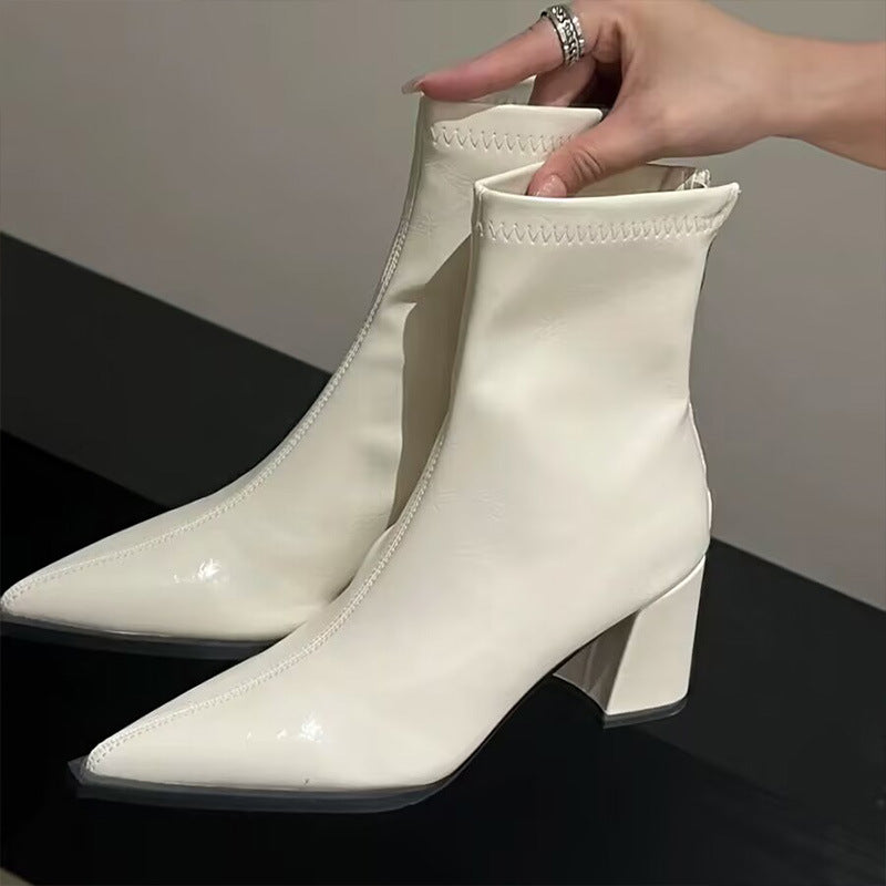 Fashionable high-heeled ankle boots