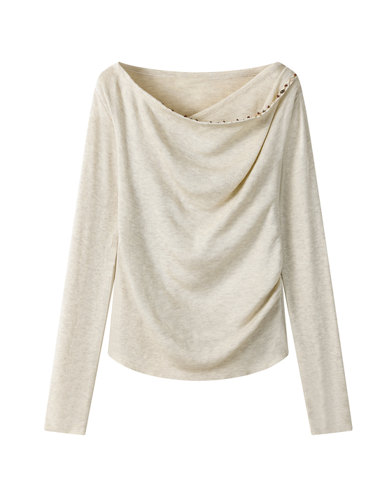 Ladies' knitted lapel with floral fringes