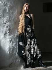 Women's knitted printed halter dress